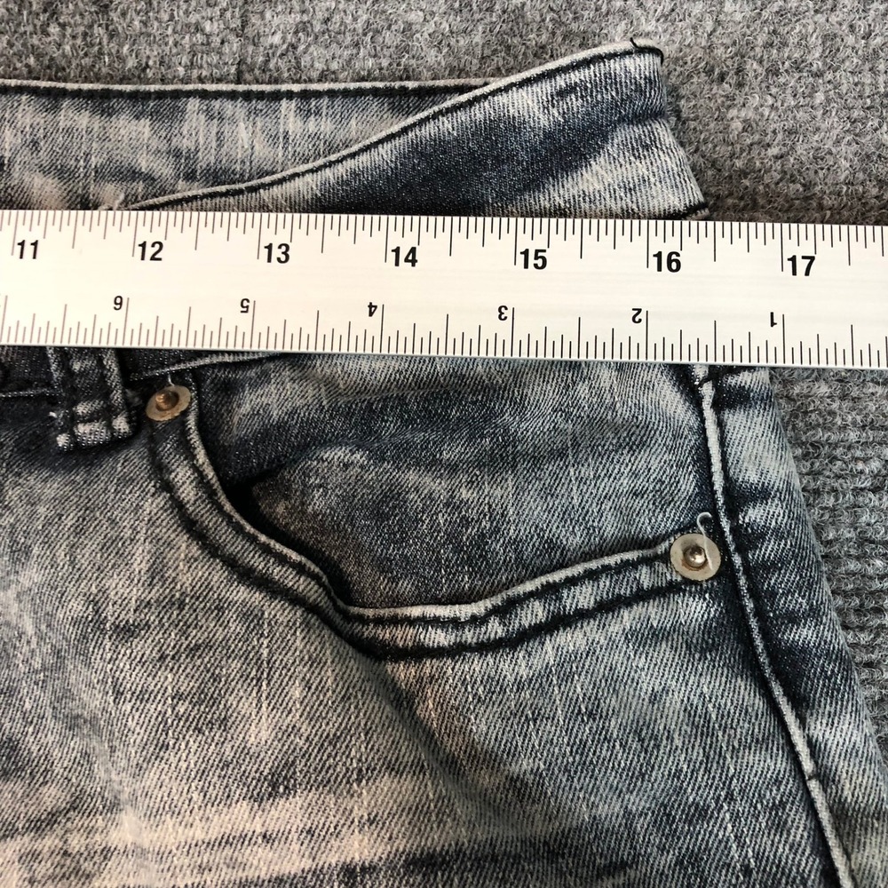 Twentyone Black Acid Wash Cropped Jeans Zipper Ankle Frayed Hem Size 13/14 - Picture 9 of 14
